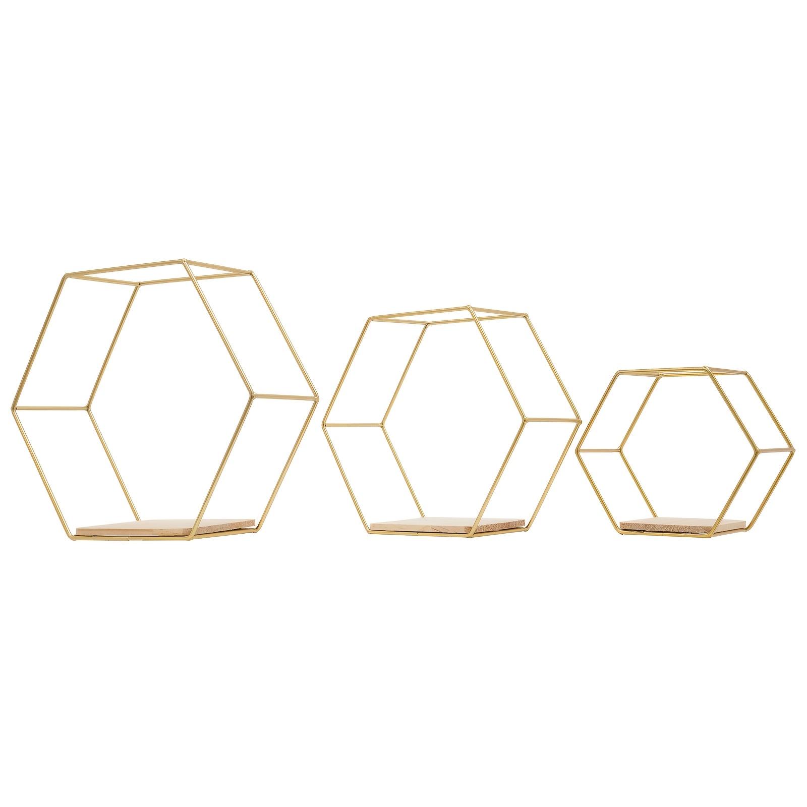 Hexagon Wall Shelf, 3 Decorative Hanging Shelves, Loft Wall Shelf Shelves, Indoor And Outdoor Creative Wrought Iron Wall Shelving Unit