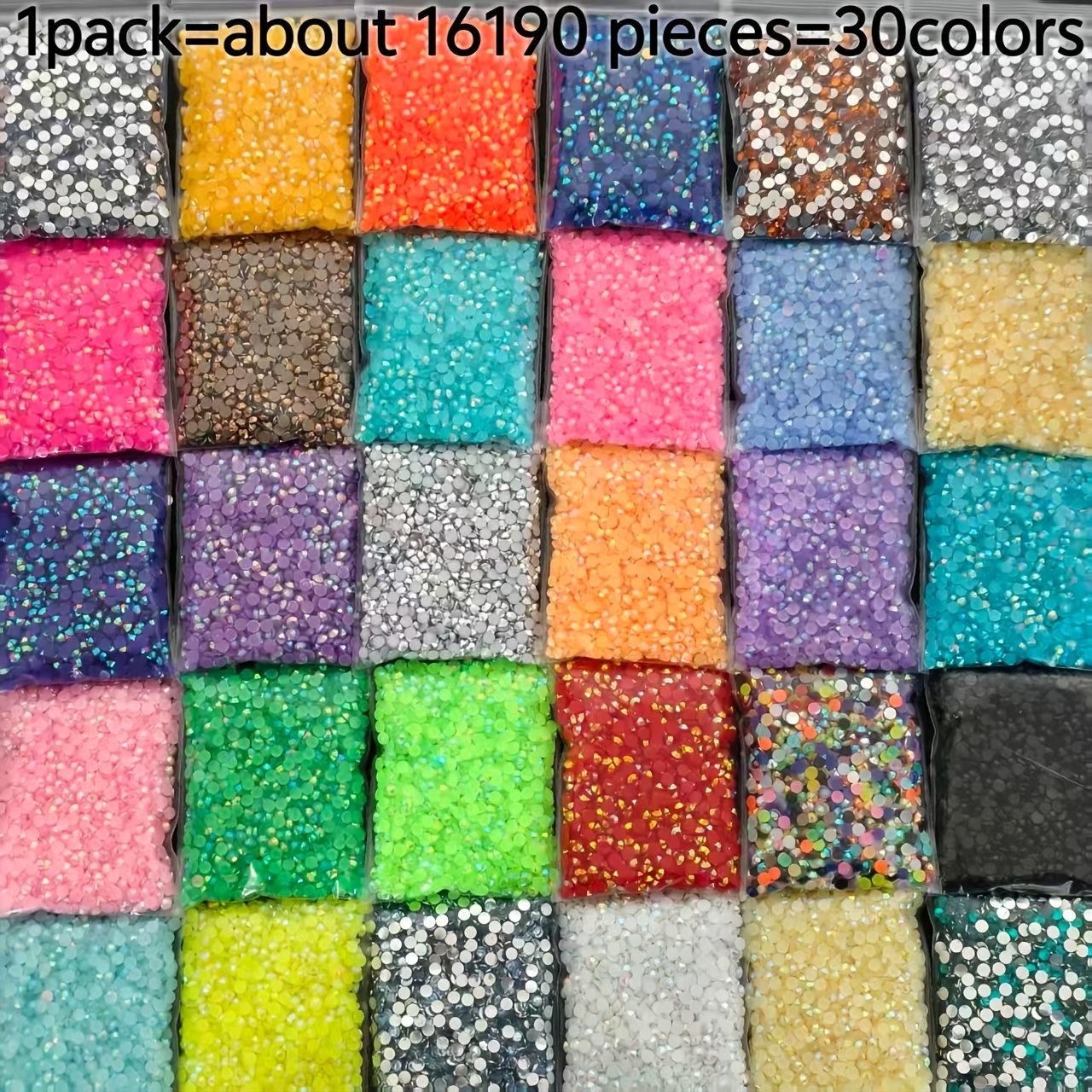 16190pcs 30 colors 3mm flat back round resin jelly drills used for nail additions shoes clothes     unscented very suitable for handmade and decoration nail rhinestones