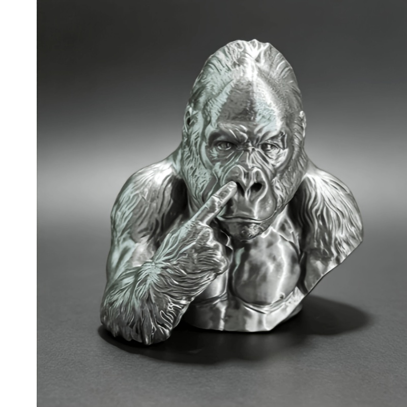 3D Printed Gorilla Bust, Realistic Gorilla Decor Sculpture
