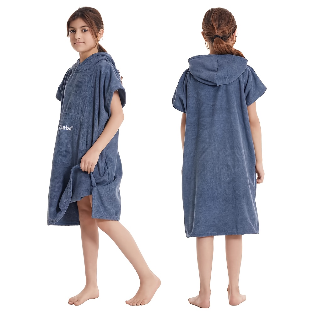 Image of 1pc Hiturbo Changing Towel Robe, Quick-drying Absorbent Surf Poncho, Microfiber Bath Towels