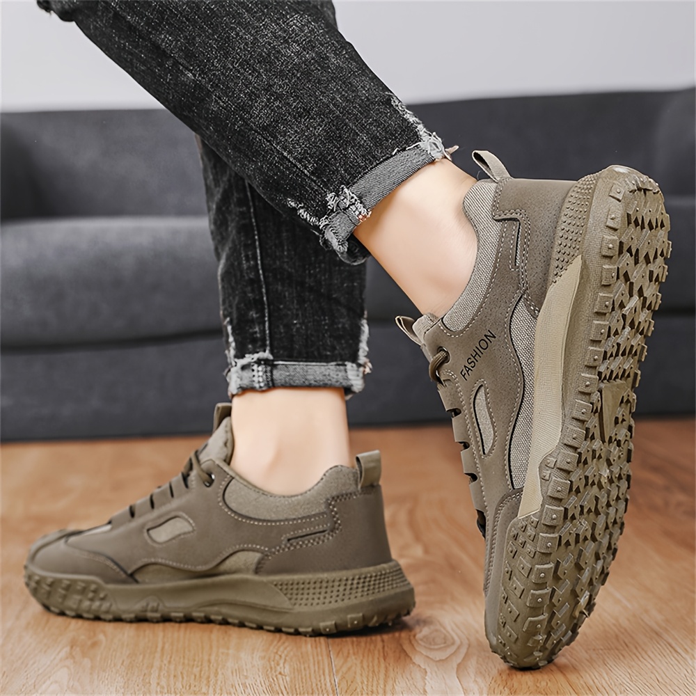 Men's New Fashion Trend Sneakers with Upper, Lace-Up Design, Durable Sole, Comfortable and Wear-Resistant, Suitable for Outdoor Hiking, Work, Sports, and Casual Wear
