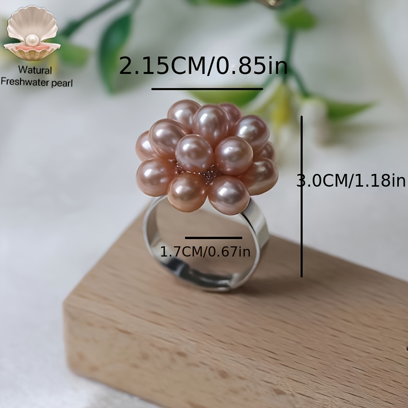 [קסם רומנטי] טבעת פרח פניני נישואים מתוקים עיצובים אלגנטיים עיצוב בעיצוב יד - ייחודי בהשראת אהבה וינטג' לעיצוב עם ואלגנטיות יומיומית