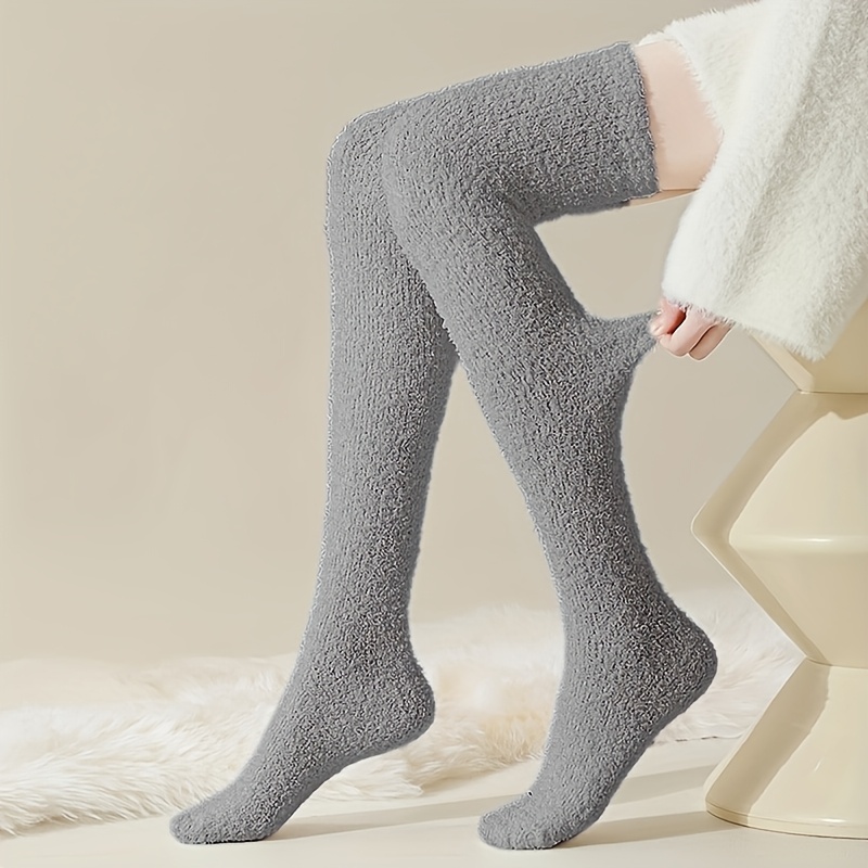 TEMU Calcetines gruesos de coral polar la para mujer - Frío de invierno, felpa , color sólido, cómodos y cálidos para interiores, diseño , para el