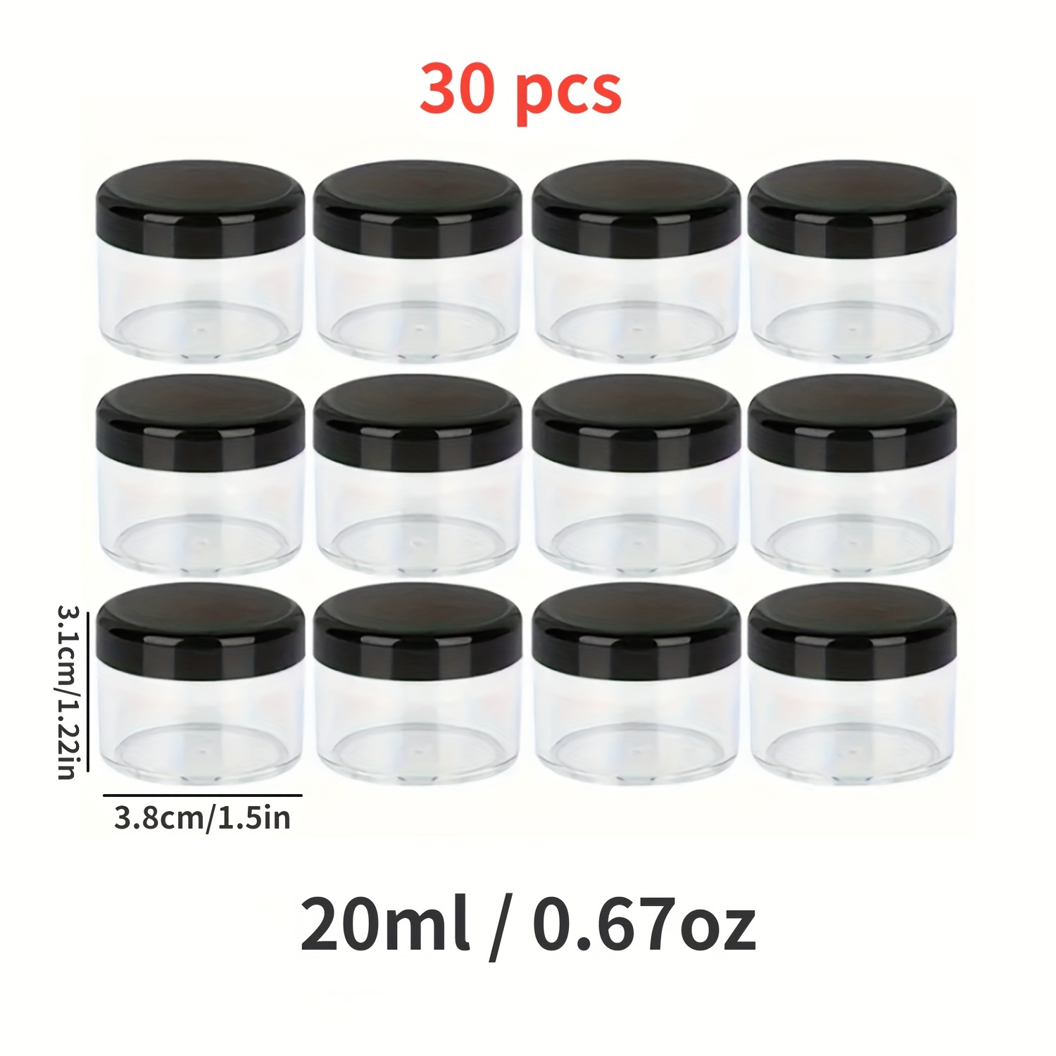 TEMU 30pcs Small Travel Containers | Cosmetic Sample Containers With Lids, Polystyrene Material, Ideal For Creams, Lotions, Lip Balms, , Scrubs, Nail