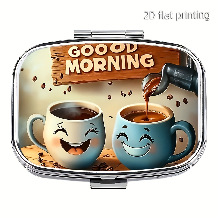 Image of 1pc Medicine Box, Wallet Or Pocket Small Medicine Box, Portable Cute Metal Medicine Box, 2 Compartment Portable Medicine Box, Travel Or Daily Mini Medicine Box
