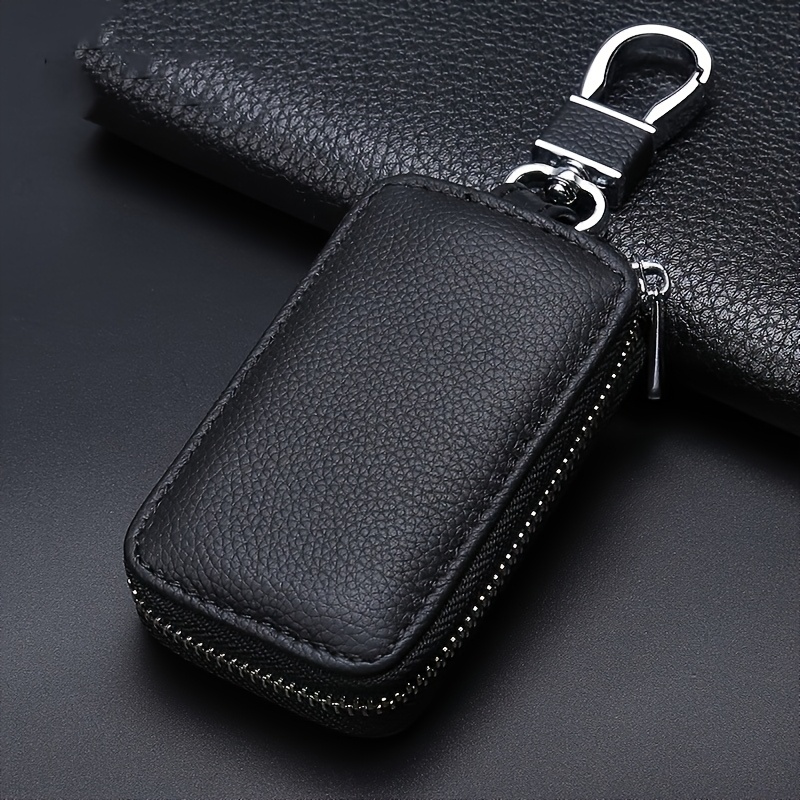 TEMU Men's Car Key Case Car Key Chain Keychain Holder Metal Hook And Keyring Zipper Bag For Remote Key Car Key Pouch Dad's Gift A Gift From A Friend