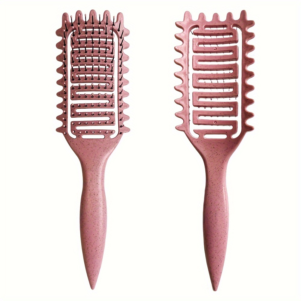 Image of Curling Definition Brush, Portable Hollow Hair Curling Comb, Tooth Comb Detangling Brush, Curved Ventilated Styling Brush, Styling Tool