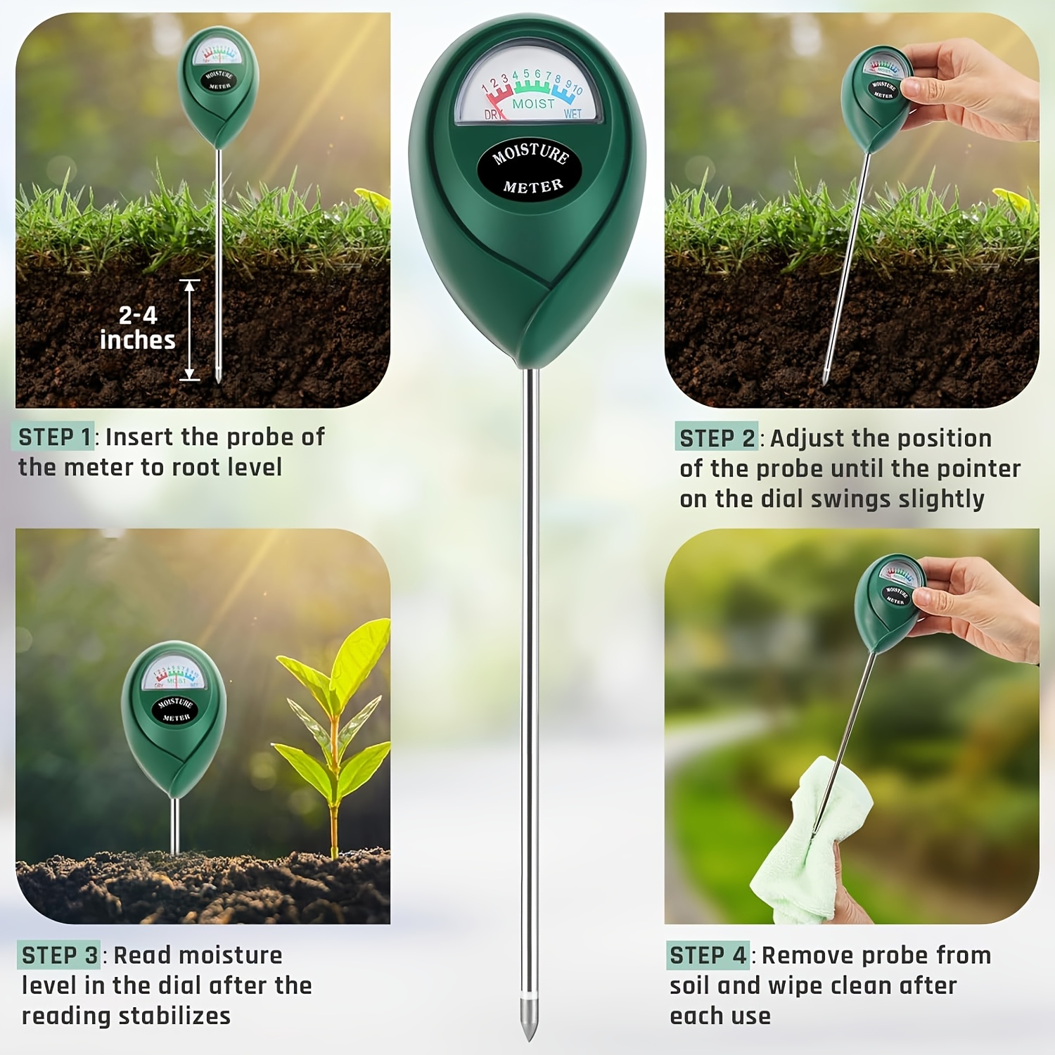 1pc soil moisture meter no battery needed suitable for greenhouse garden indoor outdoor watering gardening tool flower pot plant gardening supplies Product details 4