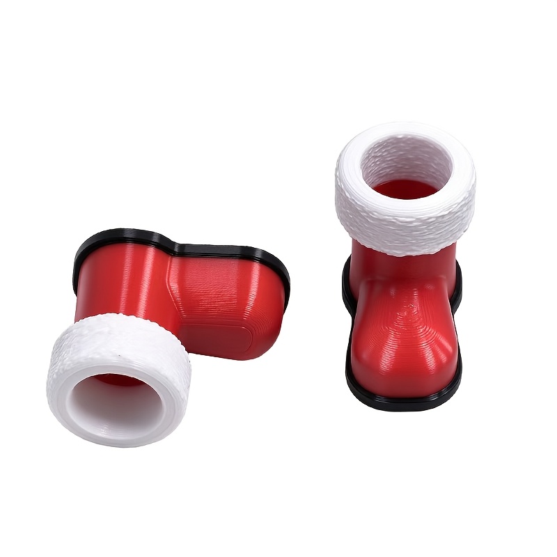 TEMU 2pcs Christmas Mini Santa Claus Boot Shaped Ornament, Small Red Boot Christmas Decoration, Suitable For Christmas Micro Landscape, Moss