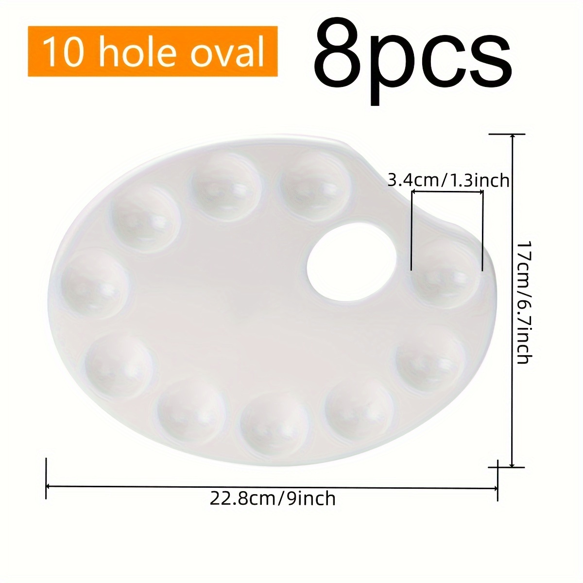 8-pack Palettes - White Round & Oval Art Palettes For Watercolor, Acrylic, Diy Crafts - Ideal For Painting Parties & Art Classes