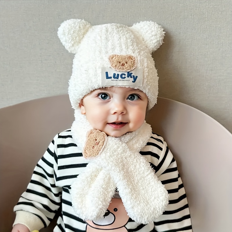 Gorro Conjuntos Punto Bebe Invierno Conjunto Gorro Bufanda Peluche