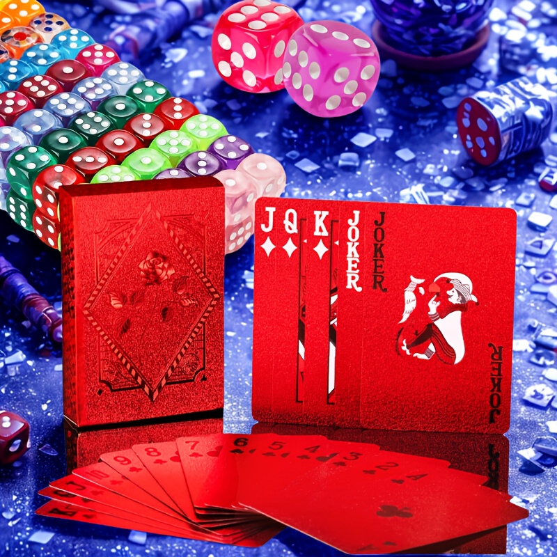 4 Decks Of Standard Playing Cards & 24 Multi-Color Dice - Complete Card Game Set For Poker, Family Gatherings & Travel Games (4pcs Adults Entertainment Kit)