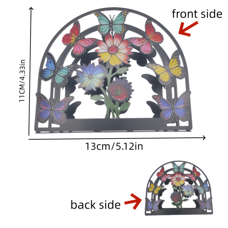 TEMU Vibrant And Floral Pattern Iron Household Kitchenware, Dining Table Tissue Box/dining Table Accessories, Supplies/home Gathering Tableware,