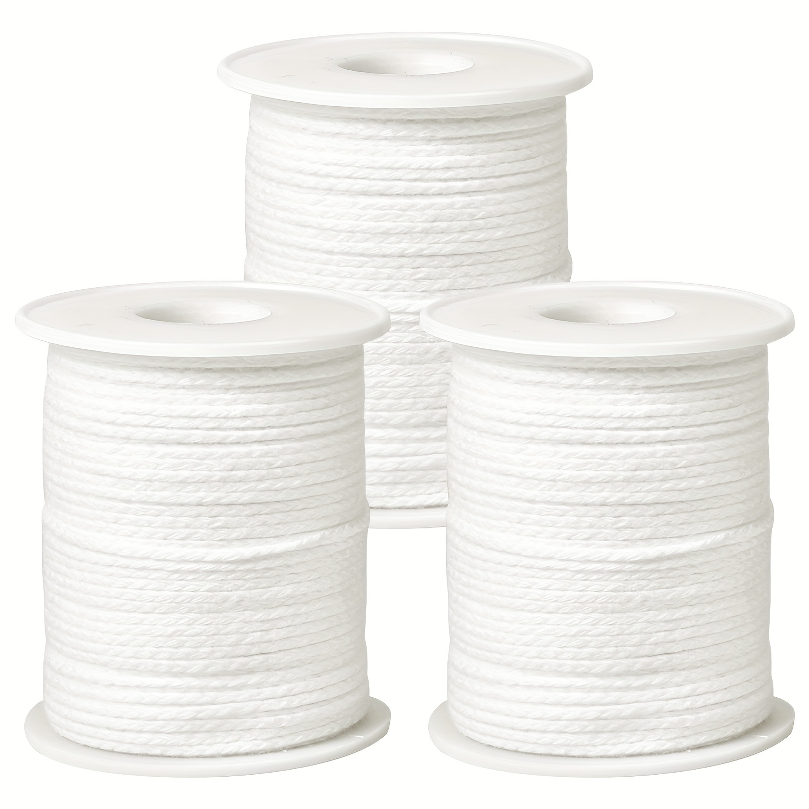 Image of 3 Rolls Of 183 Meters Of Smokeless Cotton Candle Wicks - White Braided Wicks, Suitable For Candle Making And Handmade Craft Supplies For Homemade Candles