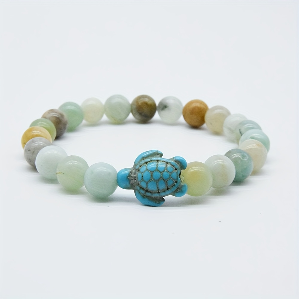 Man Bracelet Green Turquoise Turtle Stone White Howlite Bracelets Bangle Jewelry For Women Men Halloween Festal Gift Father Brother
