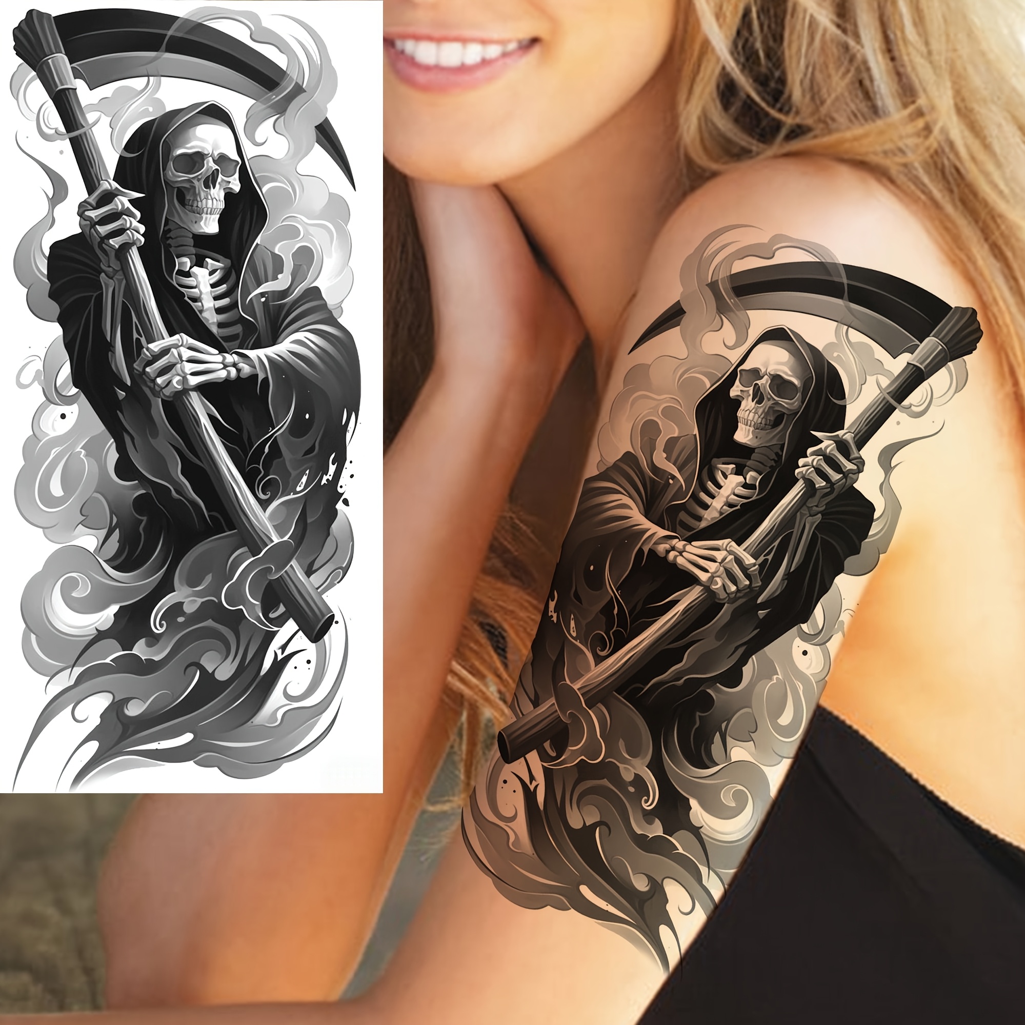 1 sheet realistic halloween skeleton temporary - Temu, image size:1999x1999