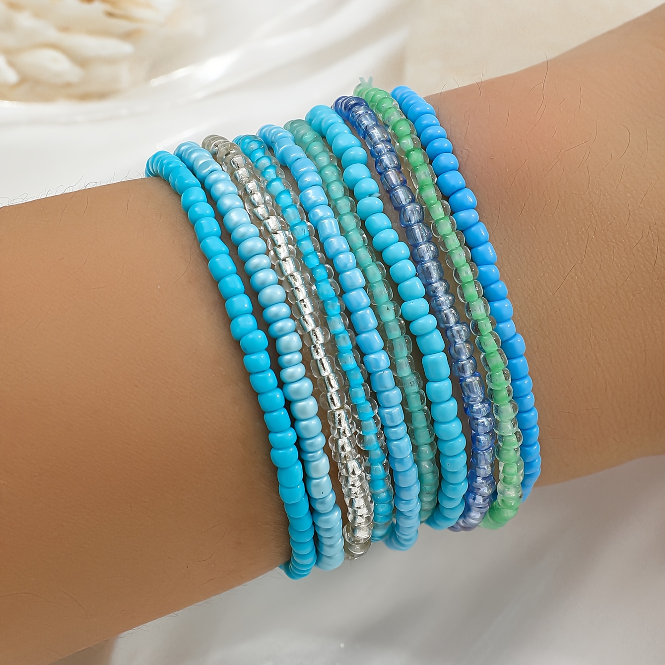 10-strand Pack Glass Rice Bead Set, Easy All-match Handmade Beading Set