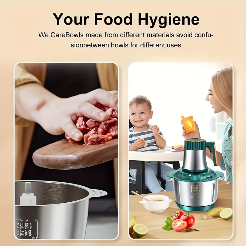 Graisseur électrique en acier inoxydable de grande capacité avec hachoir alimentaire - 5000 tr/min, 220V-240V, prise standard européenne, parfait pour la cuisine, la viande, les légumes, les oignons, l'ail, les salades, les fruits, les noix, le graisseur de viande de cuisine | Moulin en acier inoxydable | Hachoir alimentaire durable, broyeur de viande pour la maison