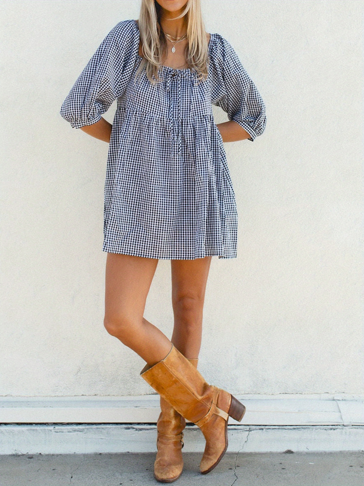 plaid fitted maternity dress HATCH Collection The Autumn Plaid Carolina Dress main image 1
