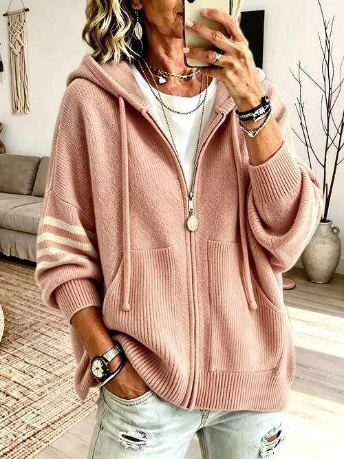 item picture plus size womens casual hooded sweater jacket with zipper loose fit womens sweater jacket suitable for women with in autumn and winter suitable for casual wear commuting