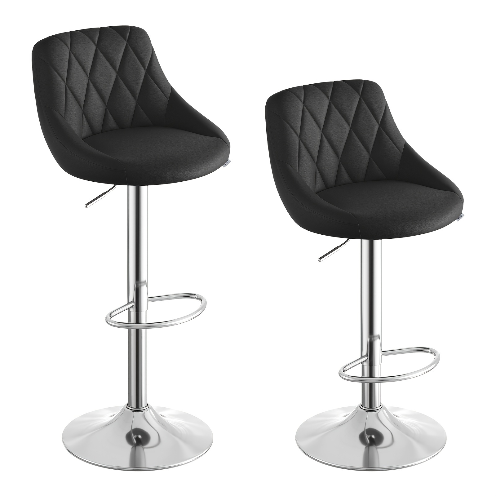 Modern Swivel Bar Stools with Artificial Leather, 360° Adjustable Height