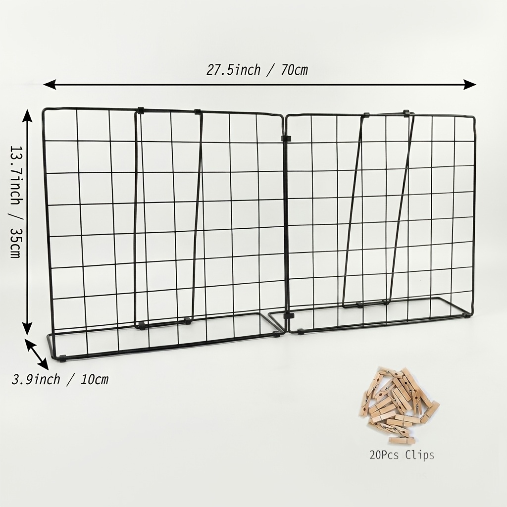 TEMU 2pcs Foldable Grid Display Stand, Photo Display Board With 20 Wooden Clips, Portable Tabletop Photo Frame Holder, Multifunctional Desktop Rack