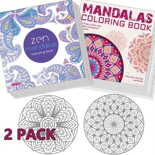 2 pack mandalas coloring books for adults anti anxiety for mindfulness relaxation 48 pages 7 28x 7 28inch perfect gift for beginners men women teens