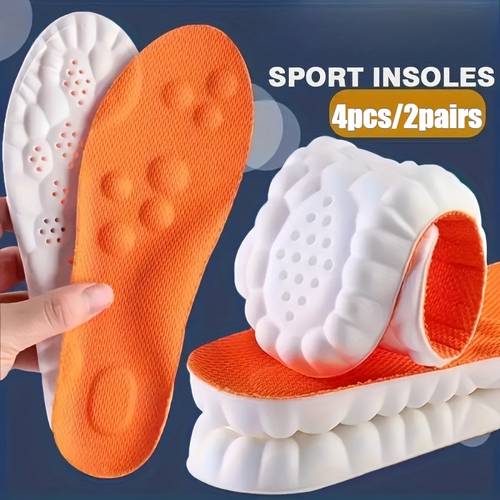 4pcs set pair set elastic soft breathable and shock absorbing insoles for running casual and business shoes reduces arch pressure suitable for running and hiking unisex replacement insoles