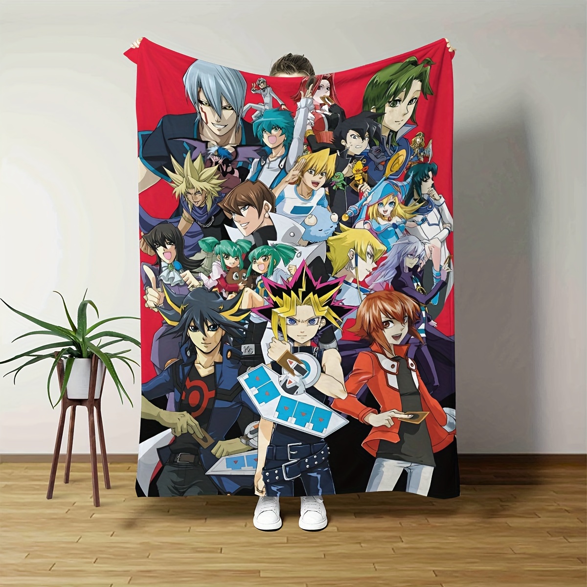 

Anime-themed Reversible Chunky Knit Polyester Blanket - Soft Comfortable Cozy Throw For Dorm, Office, Napping, Bed, Sofa - Machine Washable, Ideal For Camping, Gift For New Year