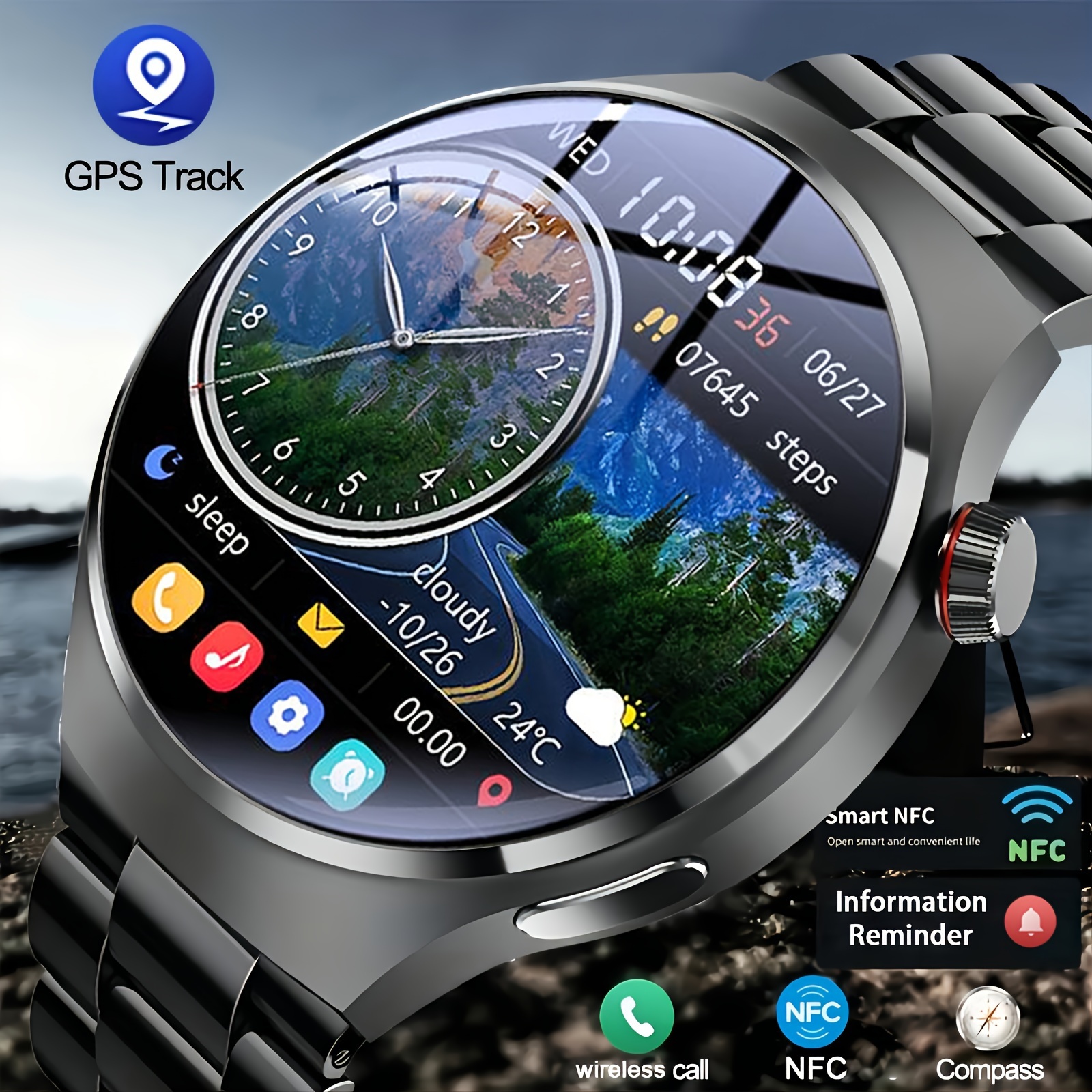 

Paearofero New Nfc Smart Watch Men's Watch 4 Pro Amoled 466 * 466 Hd Screen Ai Voice Wireless Call Gps Track Smart Watch Men's Sports And Fitness Watch 2024