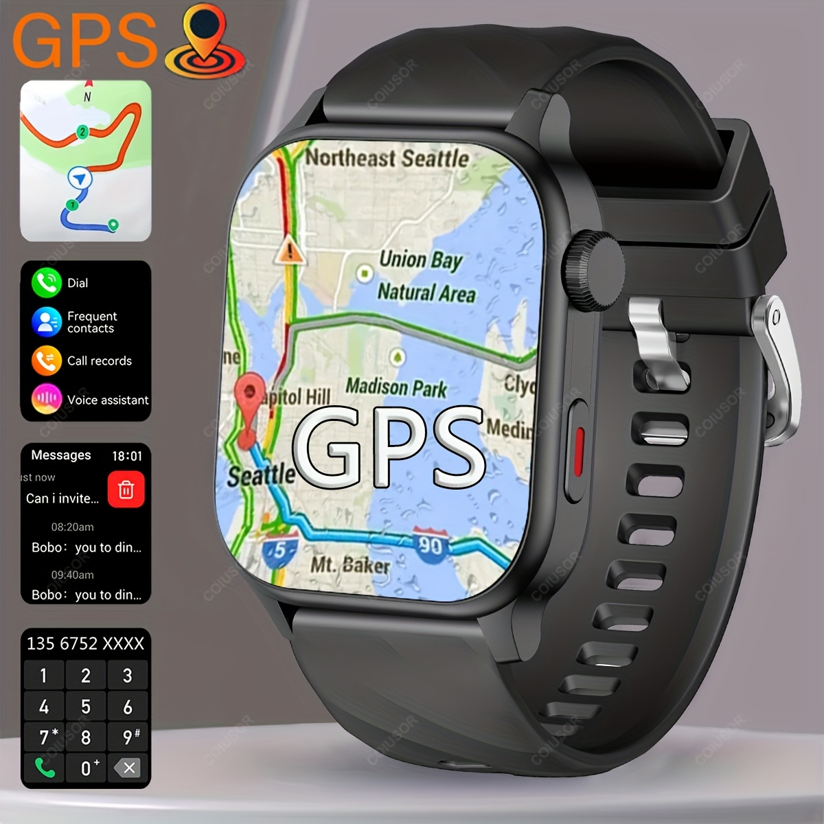 01 inch gps smart watch wireless calls compass Temu Bahrain