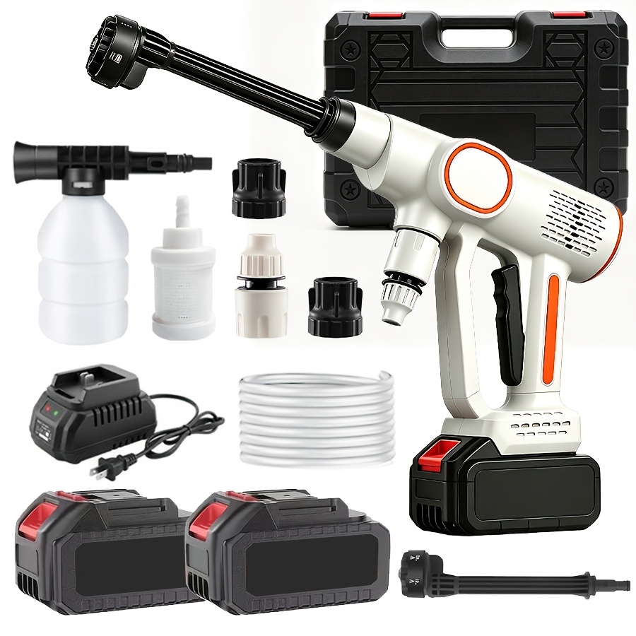 TEMU Cordless High-pressure Washer With Rechargeable Battery (optional Two-battery Configuration); Battery-powered And Suitable For Cars, Yards,