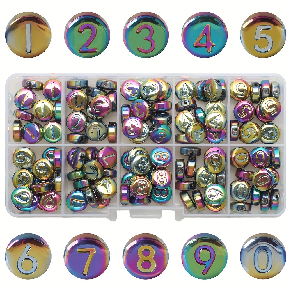 

150pcs Glass Number Beads Boxed Arabic Medium Hole For Diy Mobile Phone Chain Bracelet Necklace Jewelry Making Accessories