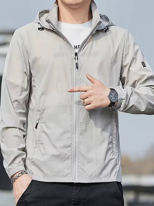 chaqueta y transpirable para hombre - chaqueta deportiva de exterior de larga con capucha, de rápido, con estampado de eslogan motivacional, adecuada para correr, senderismo y ropa casual , ropa de montañismo