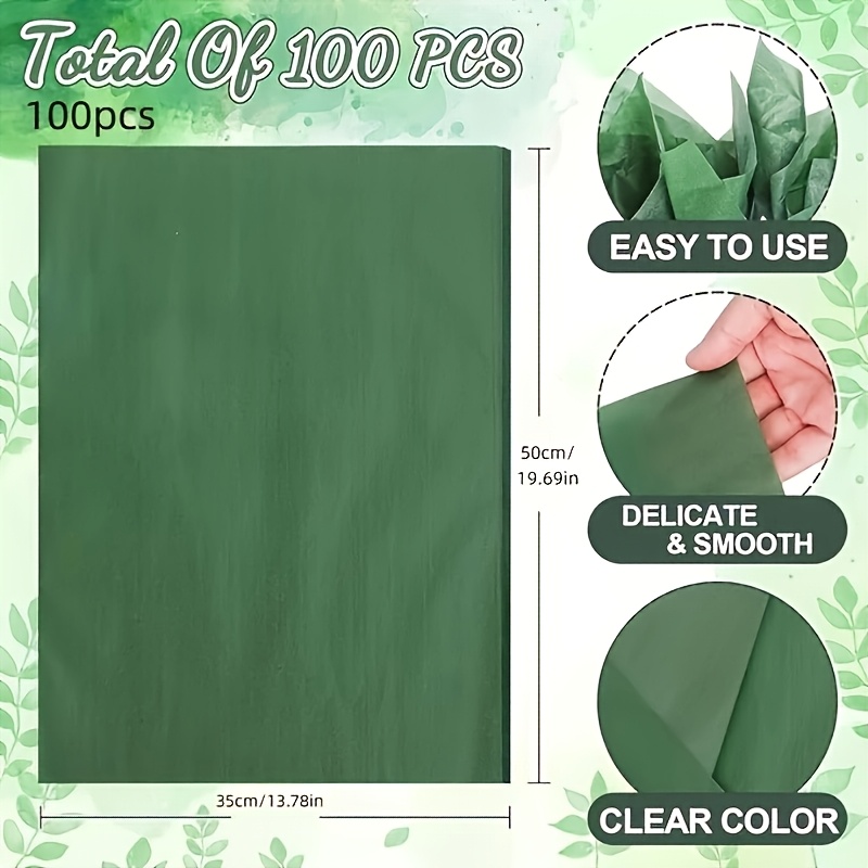 TEMU 100 Fogli di Carta Verde Scuro 19.6 X Pollici Verde Foresta Carta da Regalo Carta per Sacchetti Regalo Confezioni Festa di Matrimonio Compleanno