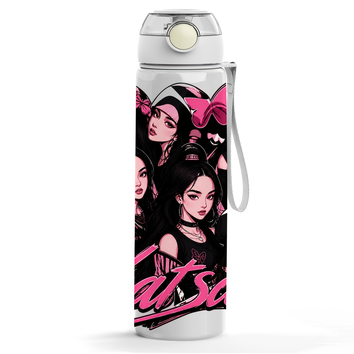 TEMU 1pc Plastic Water Bottle, Trendy Graffiti -themed Printing, Camping, & Holiday Must-have, 25oz/750ml - Ideal Large Capacity Design, Portable,