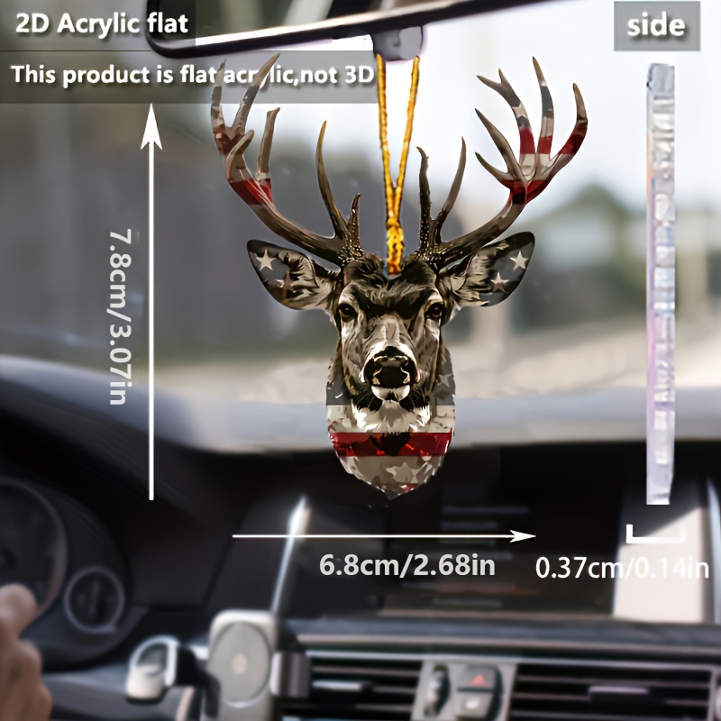 

Deer Head Car Mirror Charm - Unique Acrylic Pendant For Mirror, Accessory For Bags & Purses, Holiday Gifts