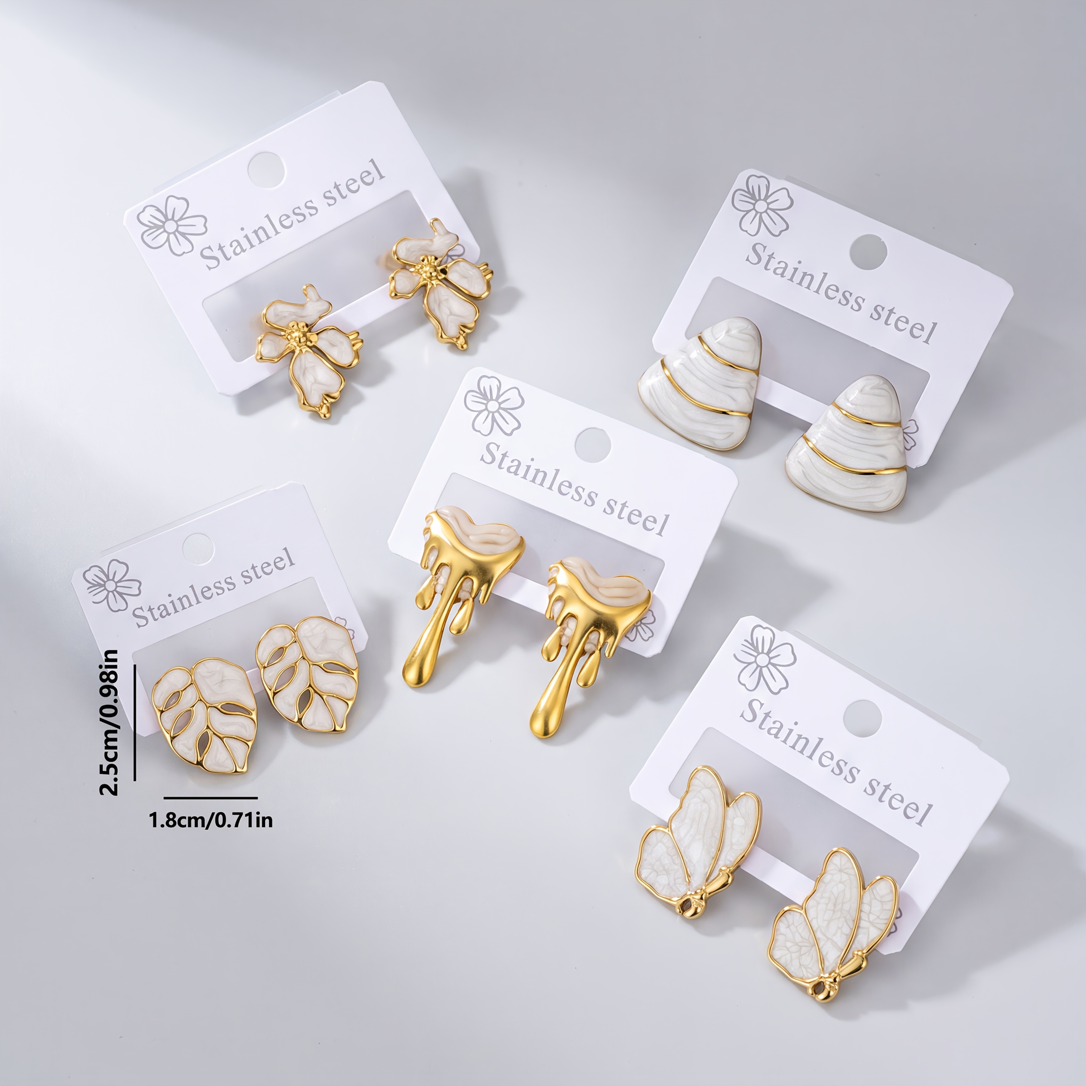 1/3/5 Pairs Women's Gold-Plated Earring Set, Elegant Designs