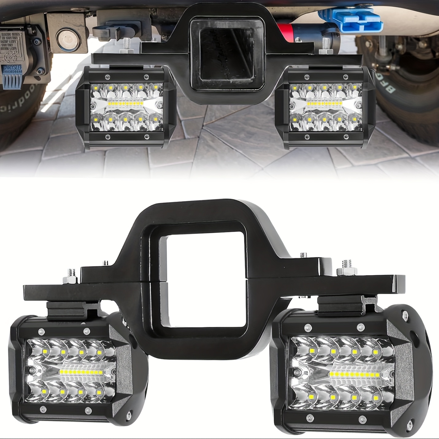 TEMU 2pcs 4'' Led Work Lights With Hitch Mount - Suvs, Pickups & Off-road Vehicles, Without Battery