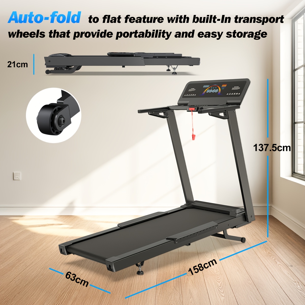 Folding Treadmill with 15% Auto Incline