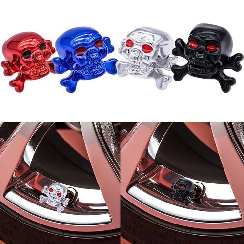 set of 4 skull themed tire caps designed to keep suitable for cars suvs bicycles trucks and motorcycles