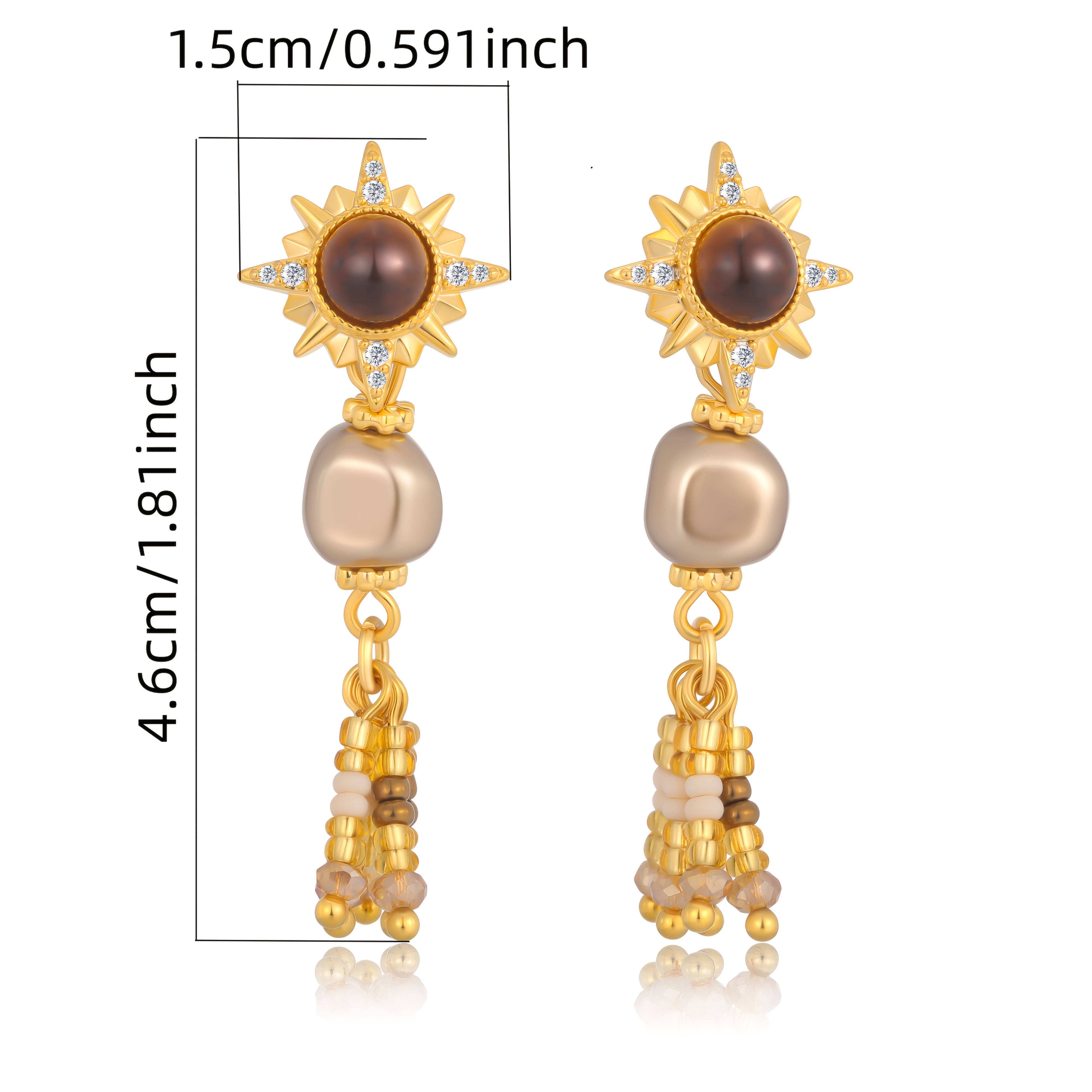 925 Sun Beaded Tassel Earrings, High-end Luxury Ladies Jewelry, Elegant And Sexy, Fashionable And Trendy, Christmas, Valentine's Day, Holiday Gift, Birthday Gift, With Exquisite Packaging Gift Box