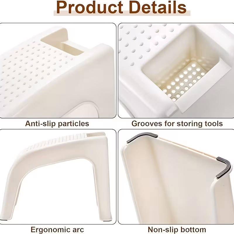 office footrest mat plastic stool multi functional nail art step stool household bathroom anti slip low stool footrest Product details 1