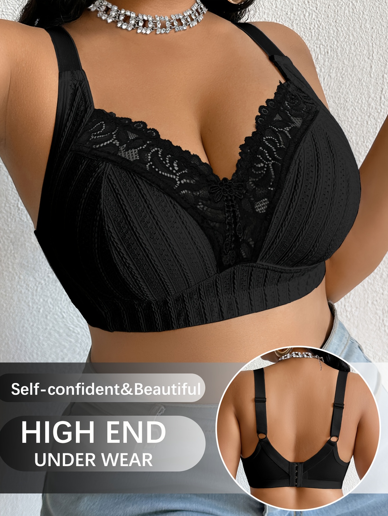 camp splicing plus size damen wen   a tape, drahtloser bequemer bh mit schönem rückendesign, dünner s-stil