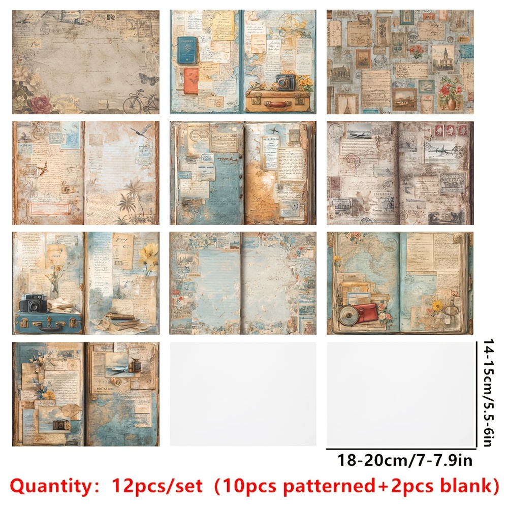 Image of 12 Sheets Simple Translucent Journal Tracing Paper Material, 2d Flat Creative Diy Craft Stickers For Scrapbooking, Diaries, Notebooks, Photo Albums, Stationery, Junk Journal Diy Stickers, 2d Flat