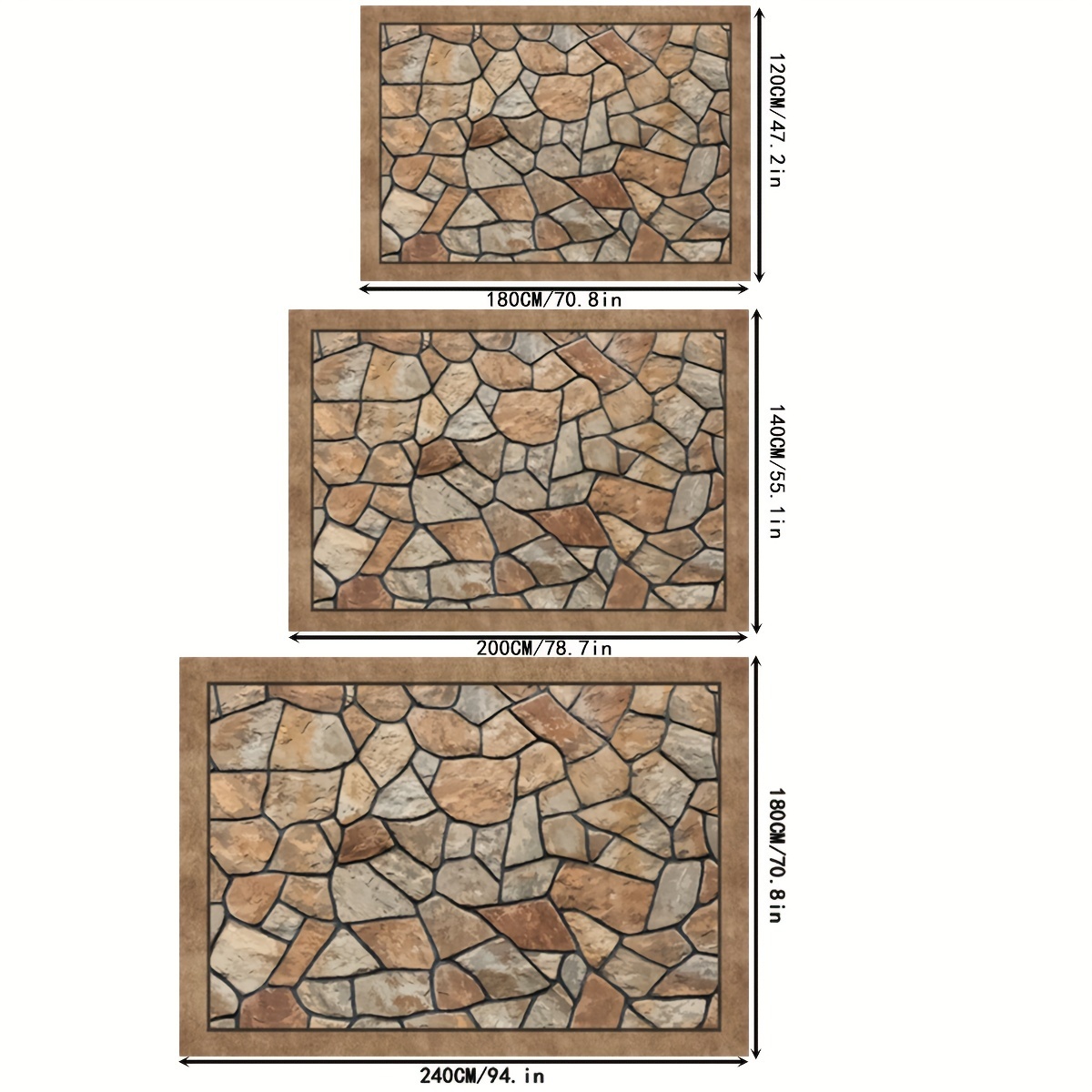 [1pc Autumn Polyester Mat] 1pc 850g/0.8cm Thick Machine Washable Polyester Autumn New Product Simulation Stone Road Texture Large Outdoor Patio Garden Mat