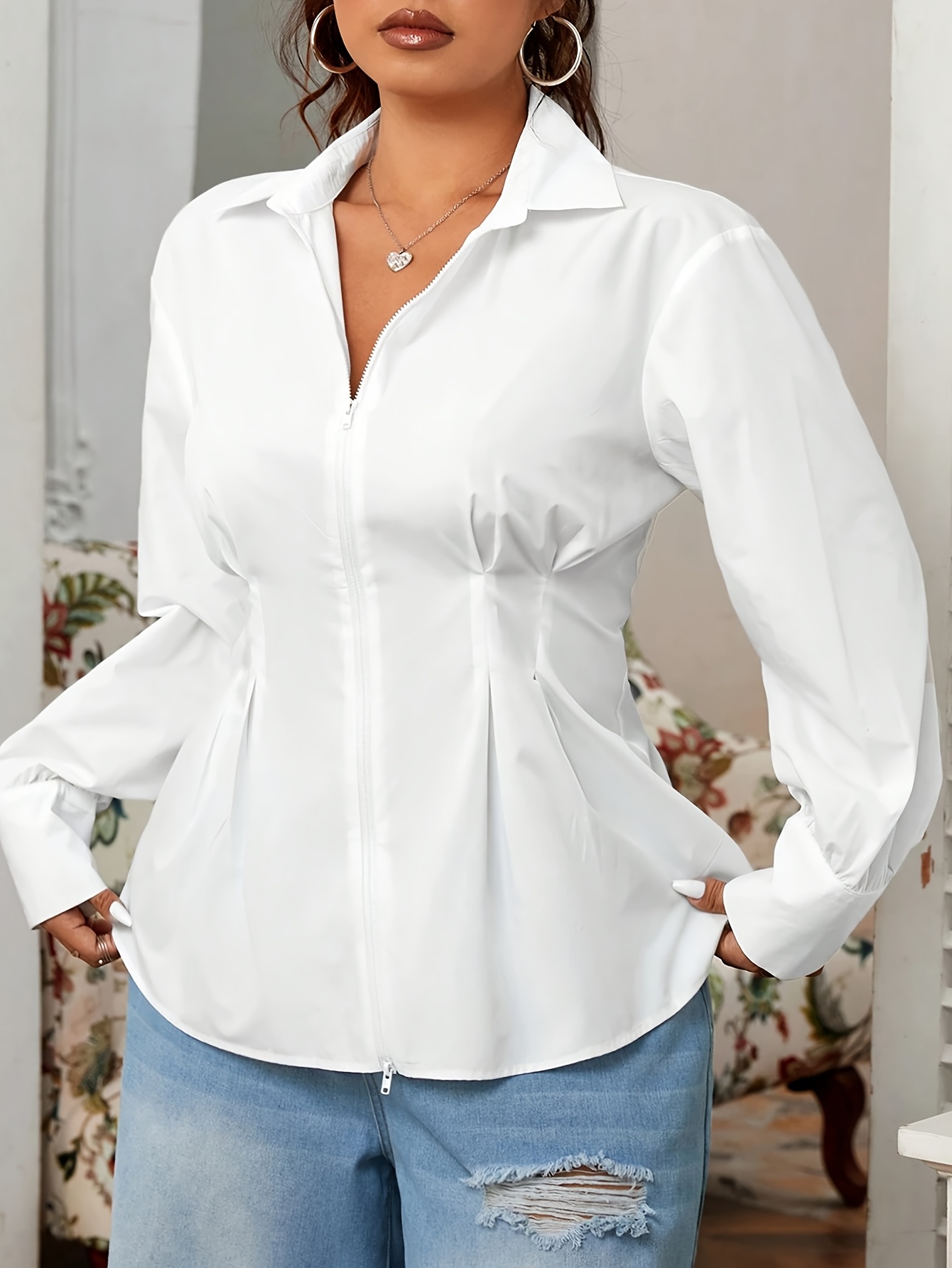 White Plus Size Long Tunics To Wear With Leggings White Dressy