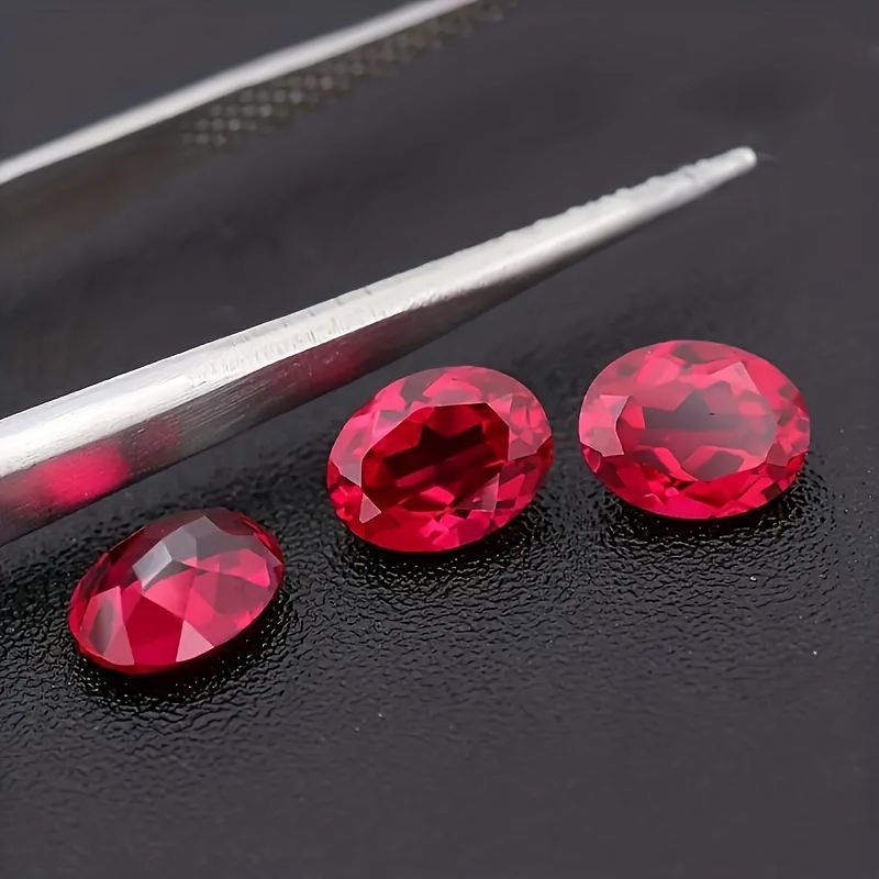 

Ensemble de 5 Pièces de en Verre Ovales Rouges - Parfait pour la Fabrication de Bagues, & Bijoux DIY