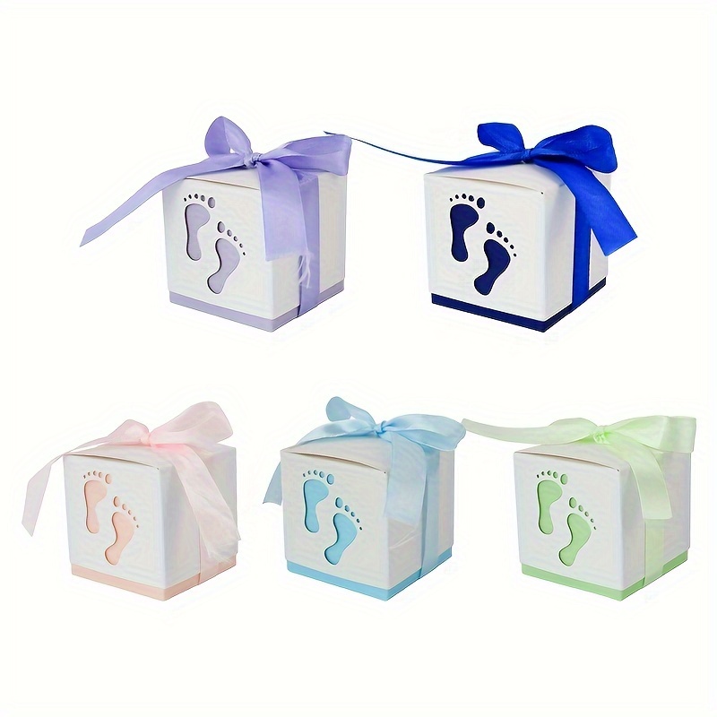 

25pcs Shower & Gender Reveal Party Favor Boxes With - High-quality Paper Candy & Chocolate Packaging With Ribbon Bows In Pink, Blue, & Green For Gifts, Shower Gifts