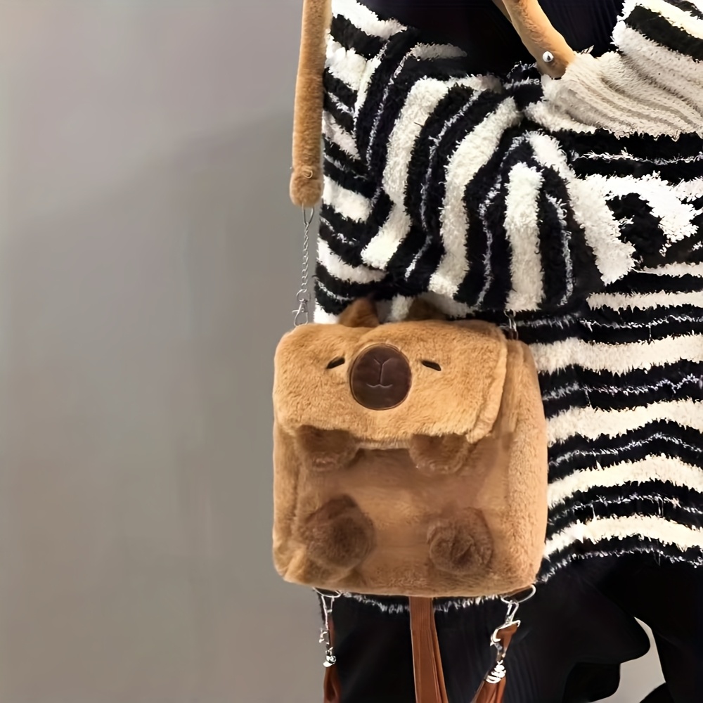 1pc new cartoon capybara plush backpack cute girls bag high  display picture 3